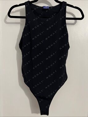 MONAT Black Logo Bodysuit with Branded Neck Tag